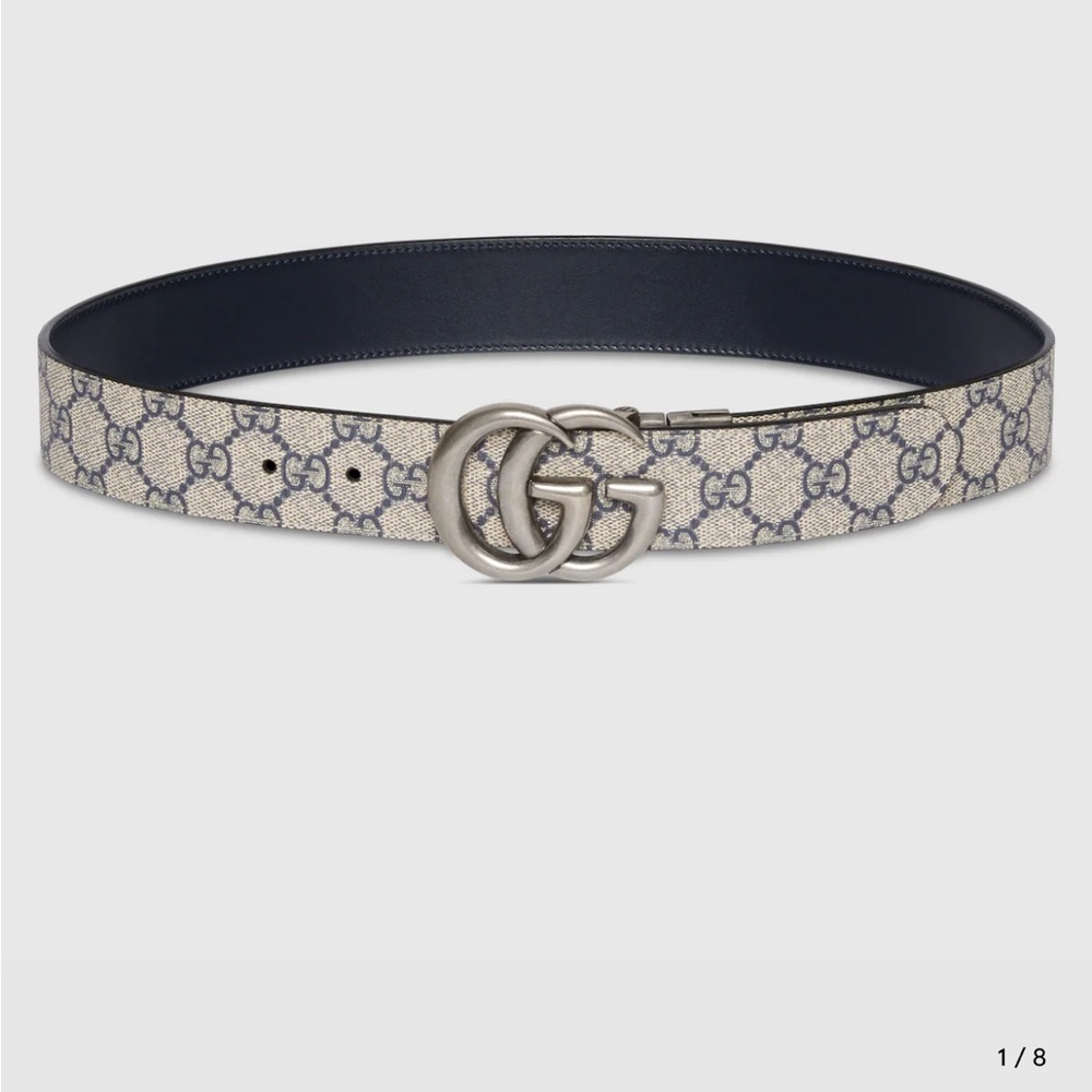 GUCCI GG Marmont reversible belt in beige and blue GG Supreme